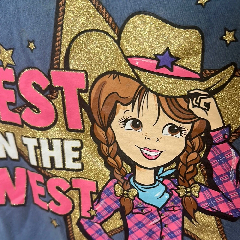 The Children's Place Blue 'Best in the West' Tee 10/12 Stretch Cowgirl